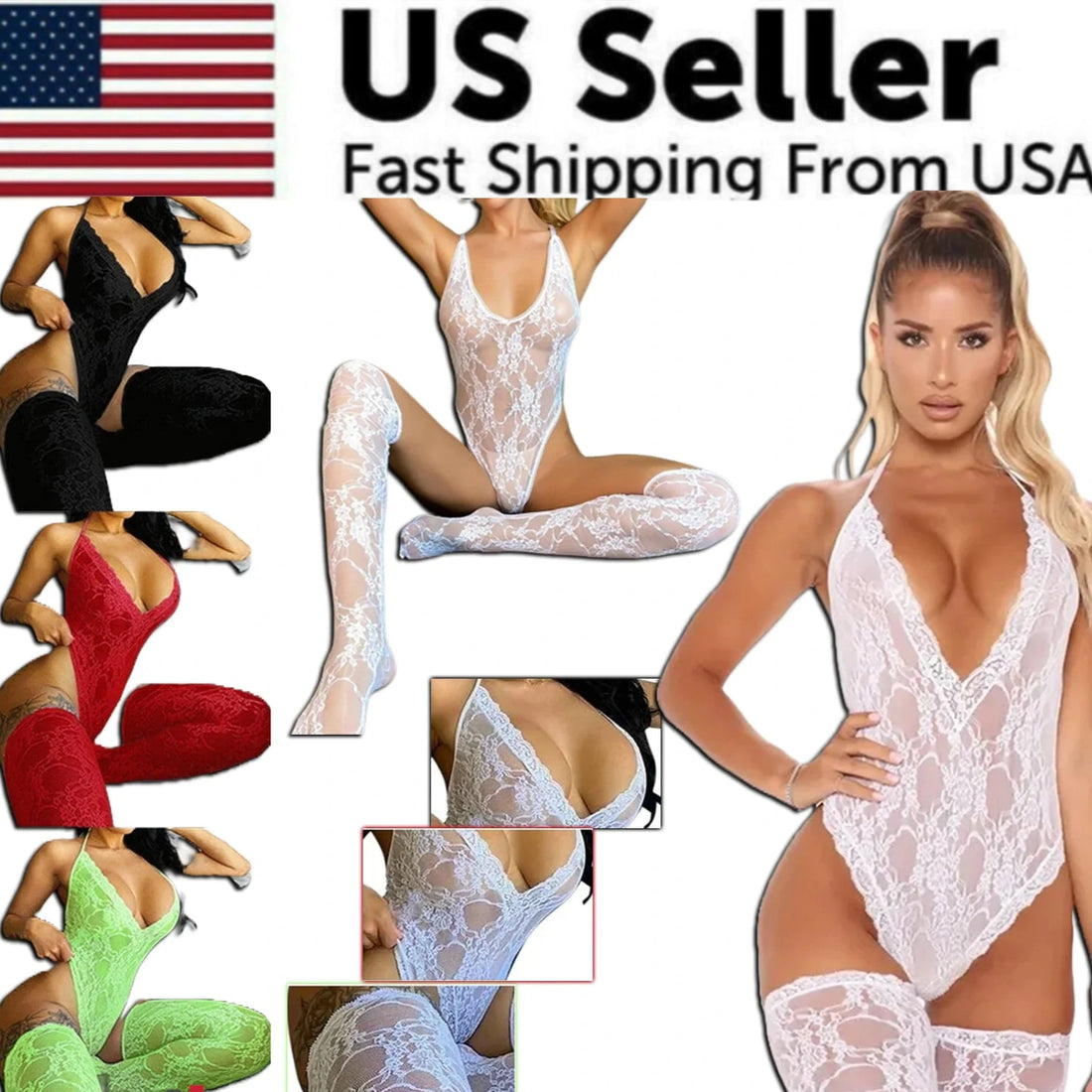 Women Lace Sexy Lingerie Nightwear Babydoll Sleepwear Bodysuit Dress Plus Size