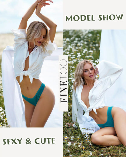 FINETOO Cotton Thongs for Women Soft Low Rise Sexy Thong Ladies Panties Womens Underwear 6 Pack X-Large 6pack