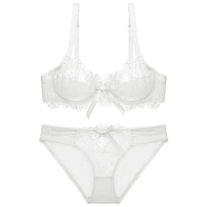 Ultra-Thin Plus Size Lace Bra and Underwear Set