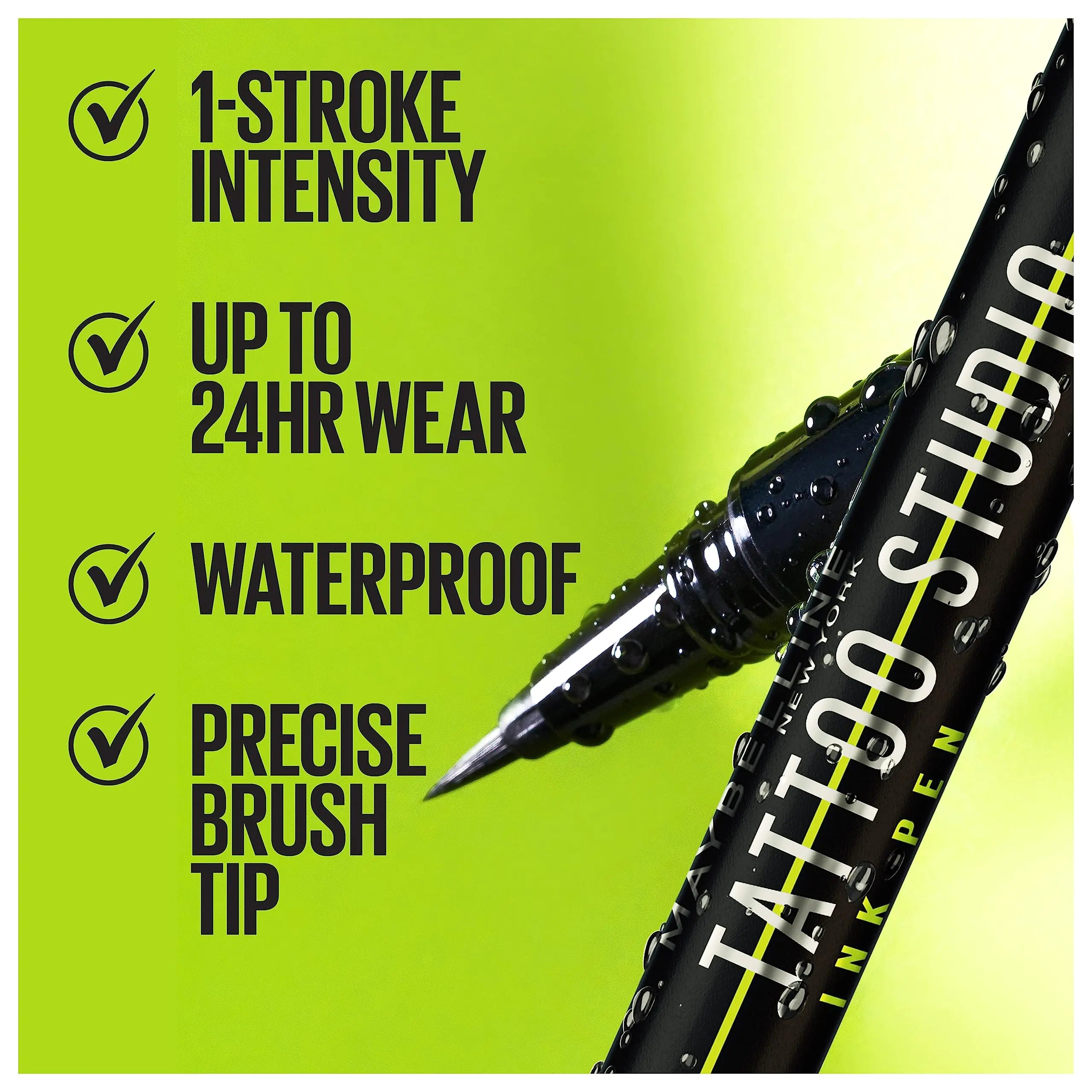 Maybelline Tattoo Studio Ink Pen Liquid Eyeliner, Up to 24 Hours of Wear, Waterproof &amp; Smudge-Resistant Make Up, Brown, 1 Count