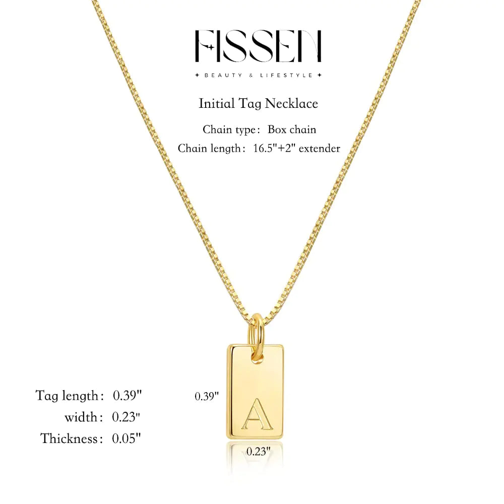 Initial Necklaces for Women 14K Gold Plated Letter Necklace Dainty Gold Name Necklace Personalized Initial Tag Pendant Necklace for Women Trendy Gold Jewelry D