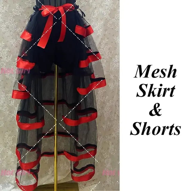 Sexy Stage Performance Lace-up Mesh Skirt