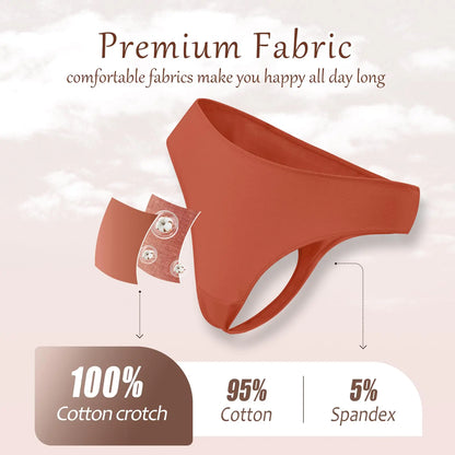 Cotton Underwear for Women Pack Breathable Thongs for Women Sexy Stretch Soft Womens Panties Thong L Black/Purple/Caramel/Khaki/Apricot/Gray Large