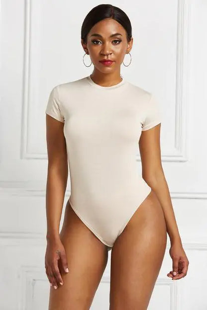 O Neck Short Sleeve Sexy Skinny Short Romper