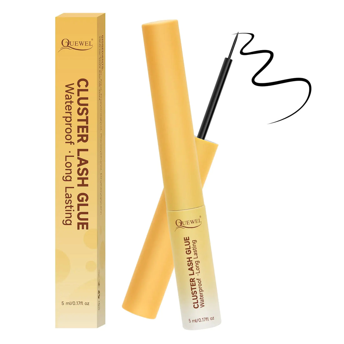 QUEWEL Lash Clusters Bond Eyelash Cluster Glue for DIY Lash Extensions, 5ML Cluster Lashes Glue Waterproof&amp;Long Lasting, Super Strong Hold Eyelash Clusters Bond Suitable for All Day Wear (Black) Bond-Black