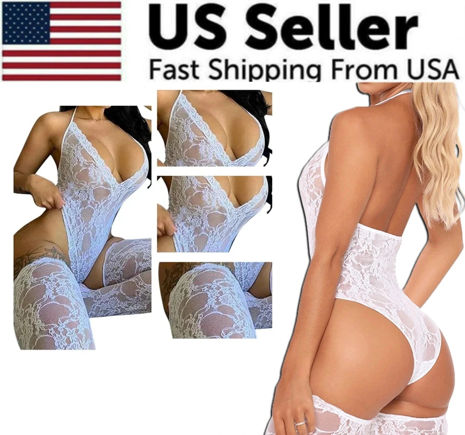 Women Lace Sexy Lingerie Nightwear Babydoll Sleepwear Bodysuit Dress Plus Size
