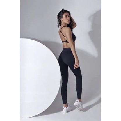Solid Color Sports Bra and High-Waist Yoga Set