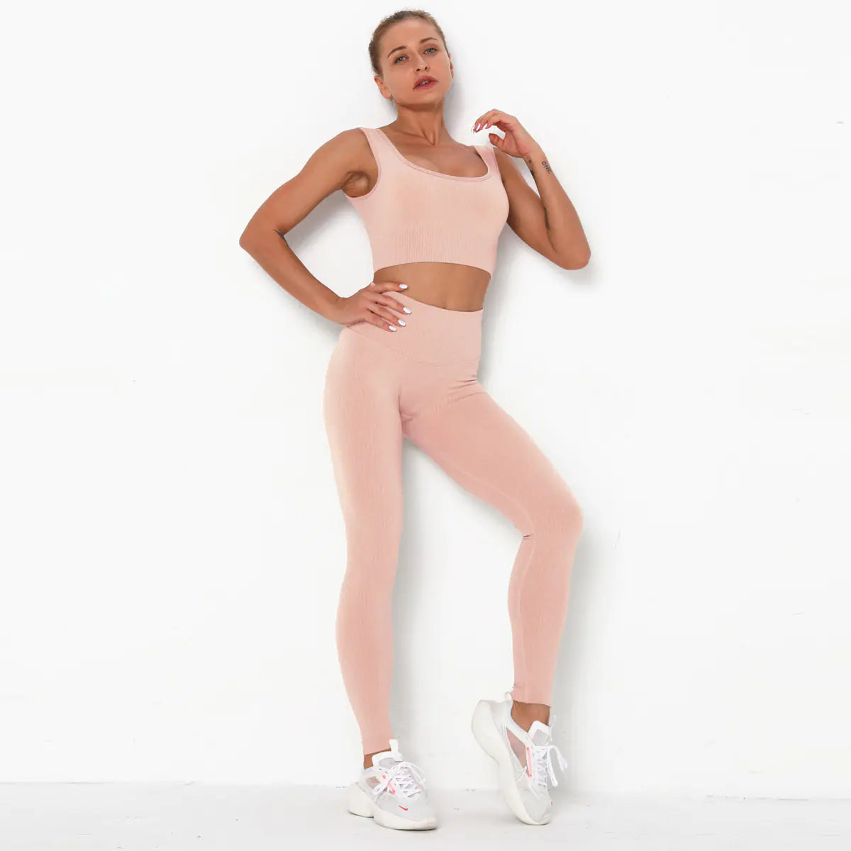 Seamless Women's Sports Bra & Yoga Set, Quick-Dry Nylon