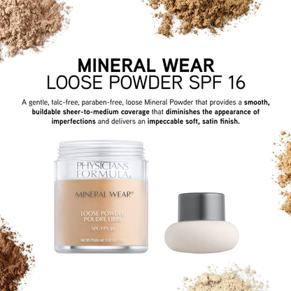 Physicians Formula Mineral Wear Talc-Free Loose Powder Medium Beige, Dermatologist Tested, Clinicially Tested 3- Medium Beige
