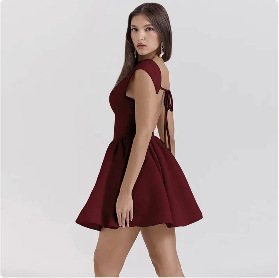 Women's Lace-Up Backless Waist-Tie Dress
