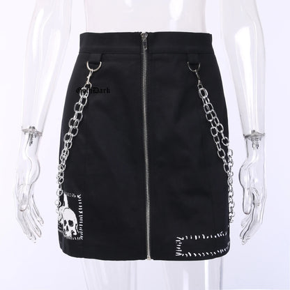 Zipper Chain Patchwork Sexy Skirt Fashion