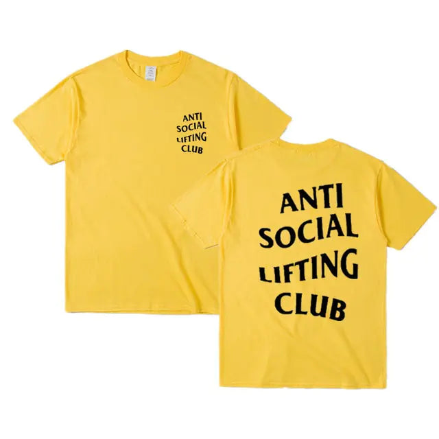 Anti Social Lifting Club T Shirt Exercise Fitness Letters