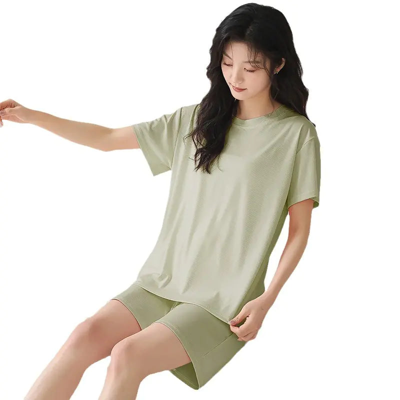 Summer Women's Sleepwear Set with Built-in Bra