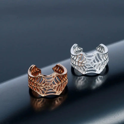 Kinitial Bat Rings Handmade Spider Web Animal Tail Puzzle Jewelry Open Adjustable Encircle Ring Wholesale Bijoux