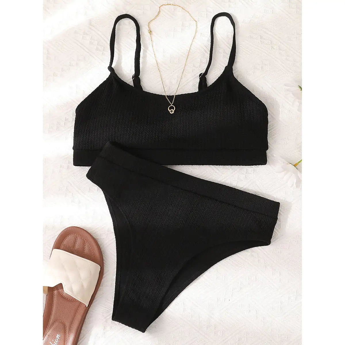 Solid Color Bikini Swimwear