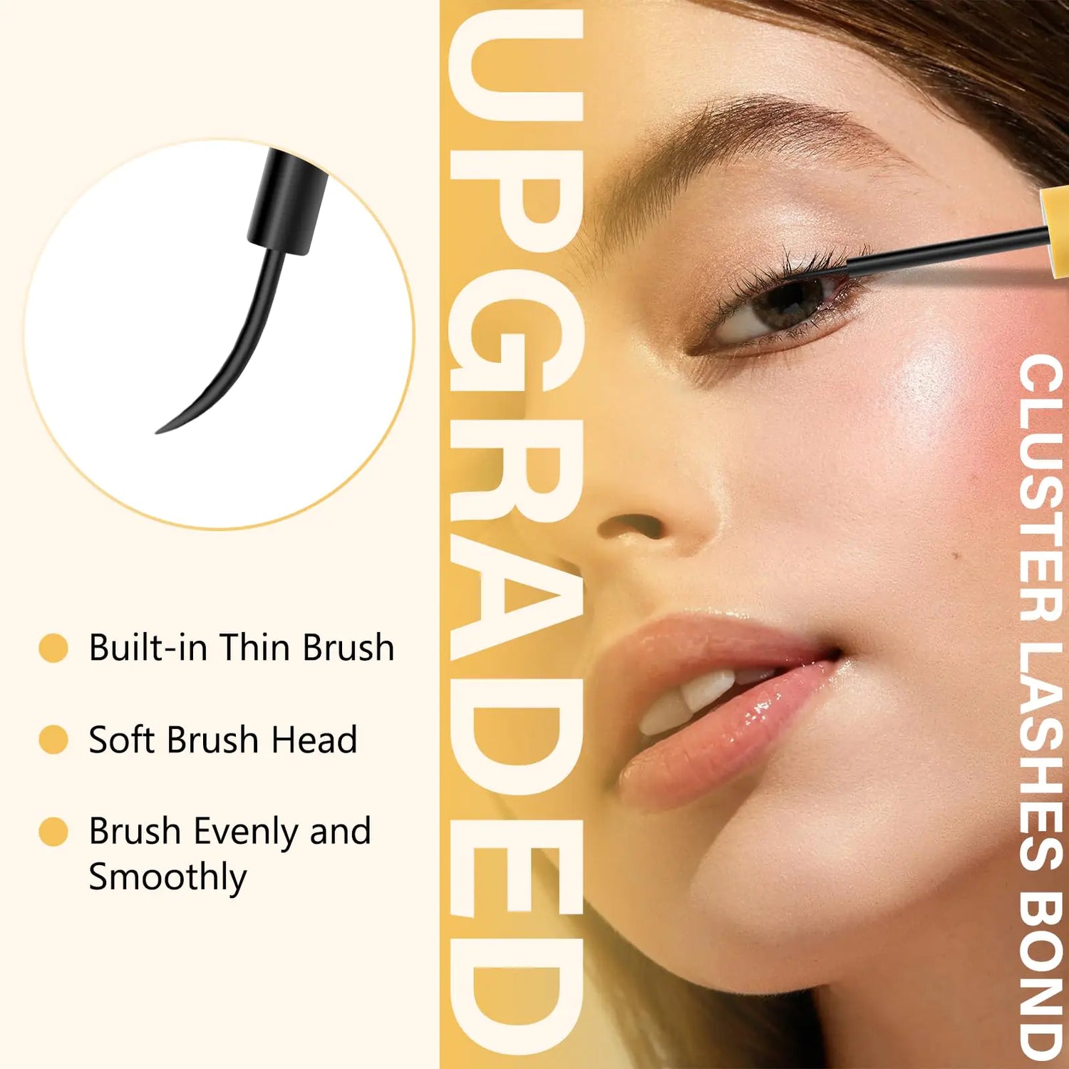 QUEWEL Lash Clusters Bond Eyelash Cluster Glue for DIY Lash Extensions, 5ML Cluster Lashes Glue Waterproof&amp;Long Lasting, Super Strong Hold Eyelash Clusters Bond Suitable for All Day Wear (Black) Bond-Black