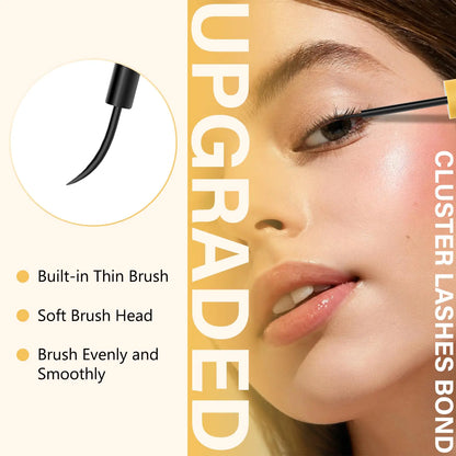 QUEWEL Lash Clusters Bond Eyelash Cluster Glue for DIY Lash Extensions, 5ML Cluster Lashes Glue Waterproof&amp;Long Lasting, Super Strong Hold Eyelash Clusters Bond Suitable for All Day Wear (Black) Bond-Black
