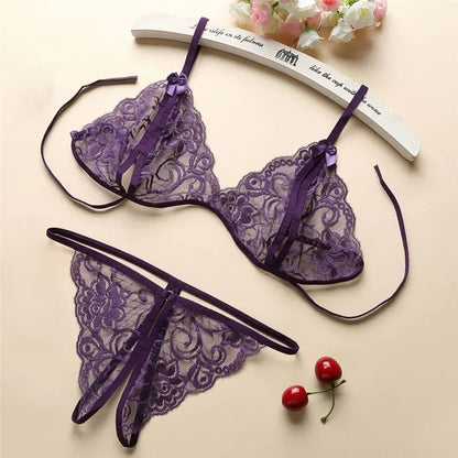 Lingerie Set with Sheer Lace and Push-Up Bra