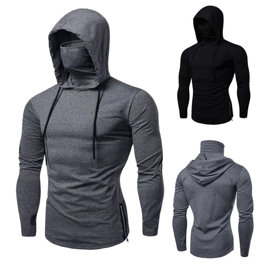 Men's Sports Running Fitness Hoodie with Mask: Casual Comfort with Style