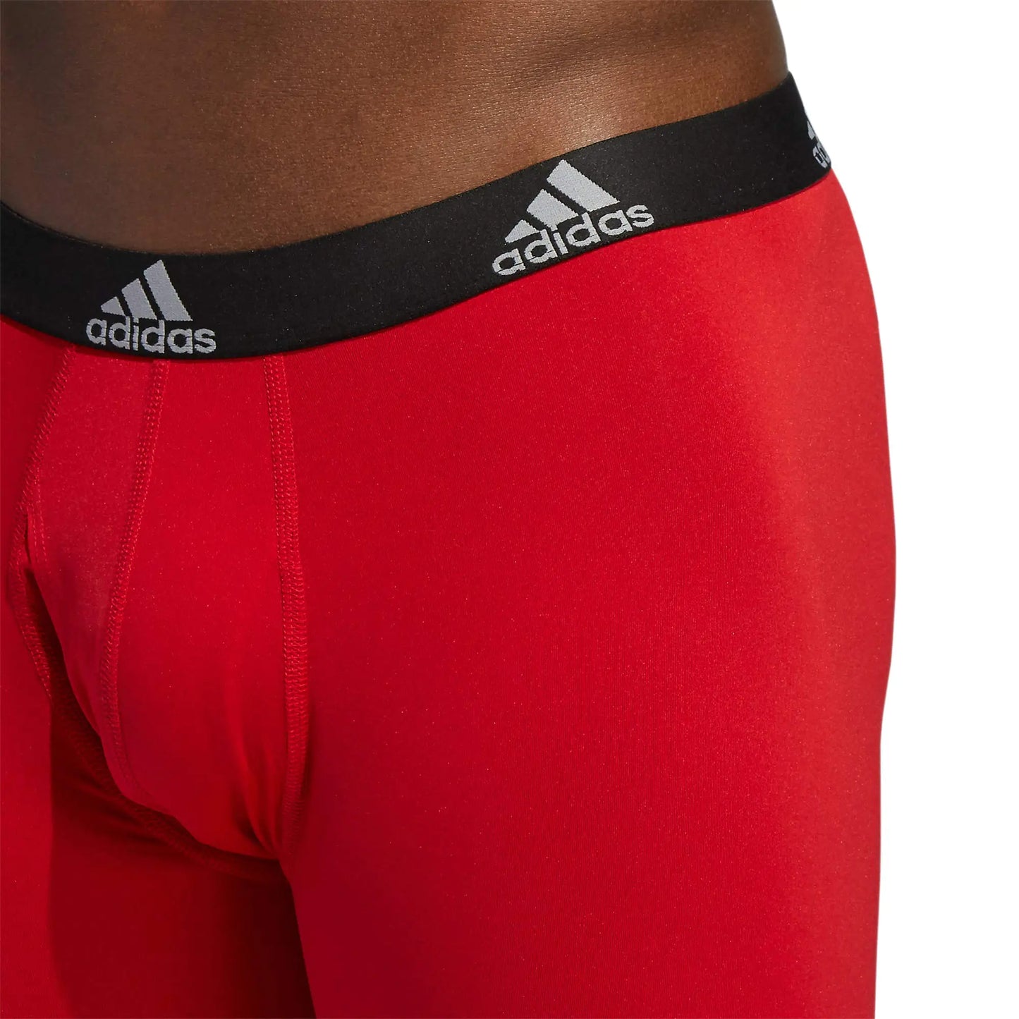 adidas Men's Performance Long Boxer Brief Underwear (3-Pack) X-Large Scarlet Red/Black/Onix Grey