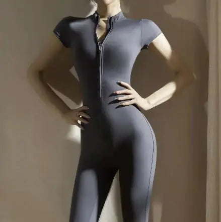 European &amp; American Zipper Yoga Jumpsuit