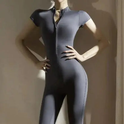 European &amp; American Zipper Yoga Jumpsuit