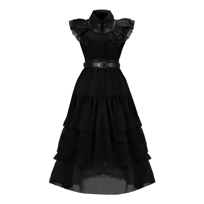 Wednesday Adams Cosplay Dress - Black Tulle Skirt