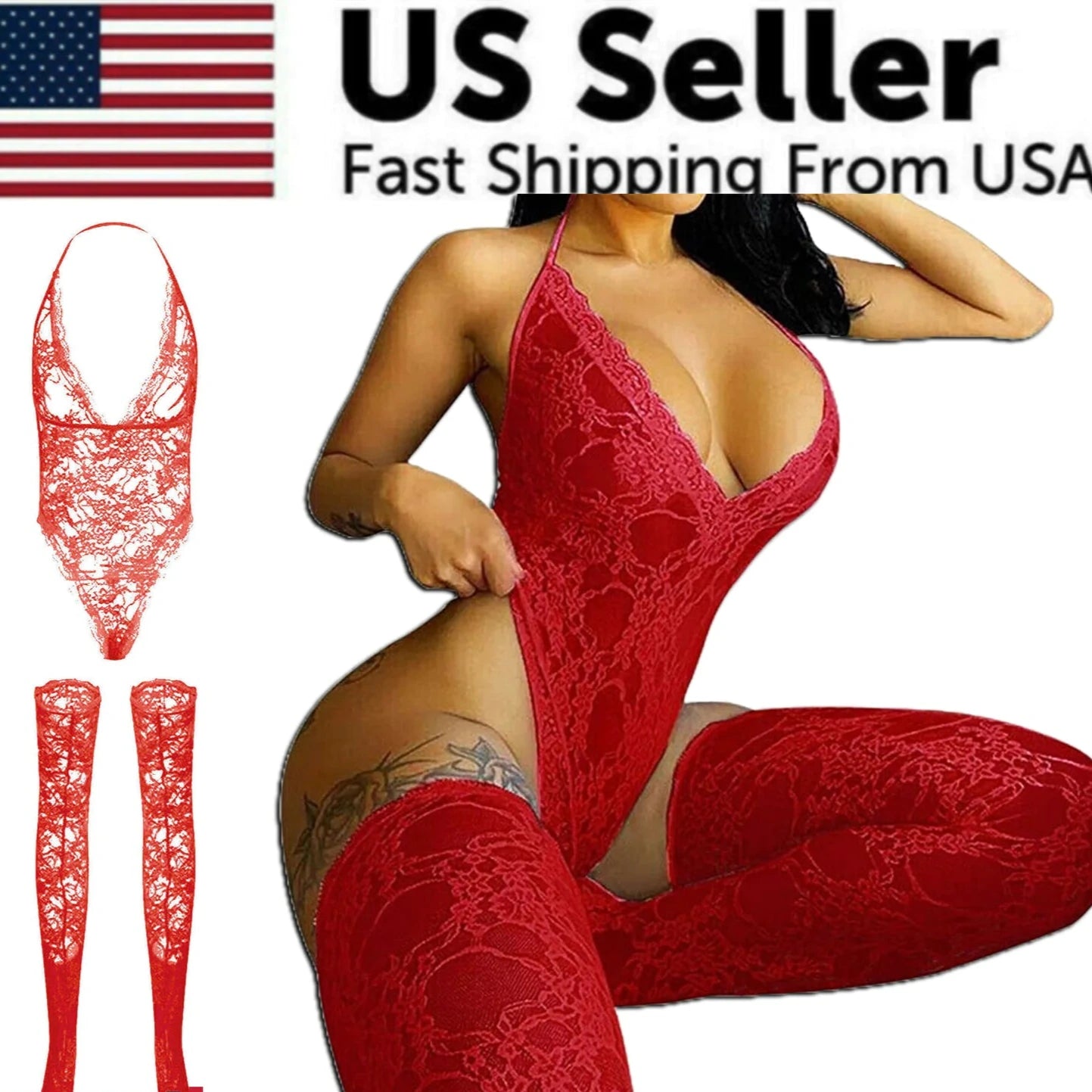 Women Lace Sexy Lingerie Nightwear Babydoll Sleepwear Bodysuit Dress Plus Size