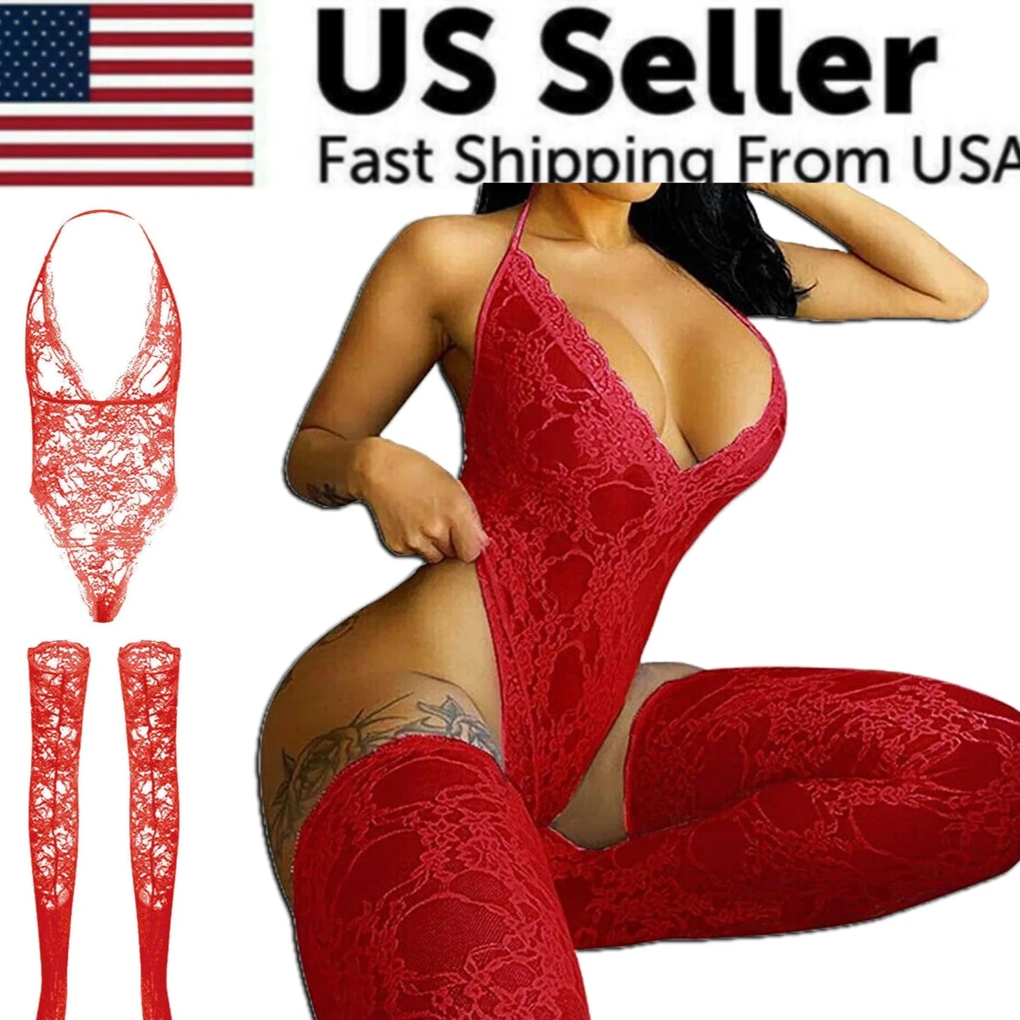 Women Lace Sexy Lingerie Nightwear Babydoll Sleepwear Bodysuit Dress Plus Size