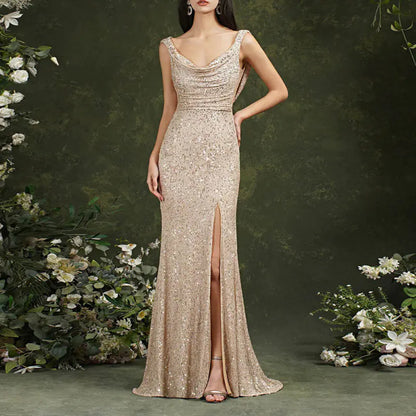 Off-the-Shoulder Sequins Dress