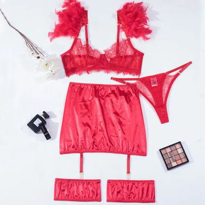 4 Piece Lace Up Underwear &amp; Bra