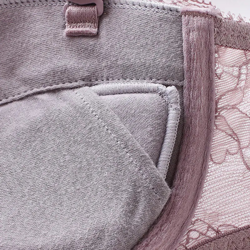 Lace Trim Push-Up Bra and Ruffled Lingerie Set