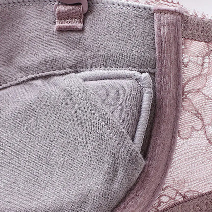 Lace Trim Push-Up Bra and Ruffled Lingerie Set