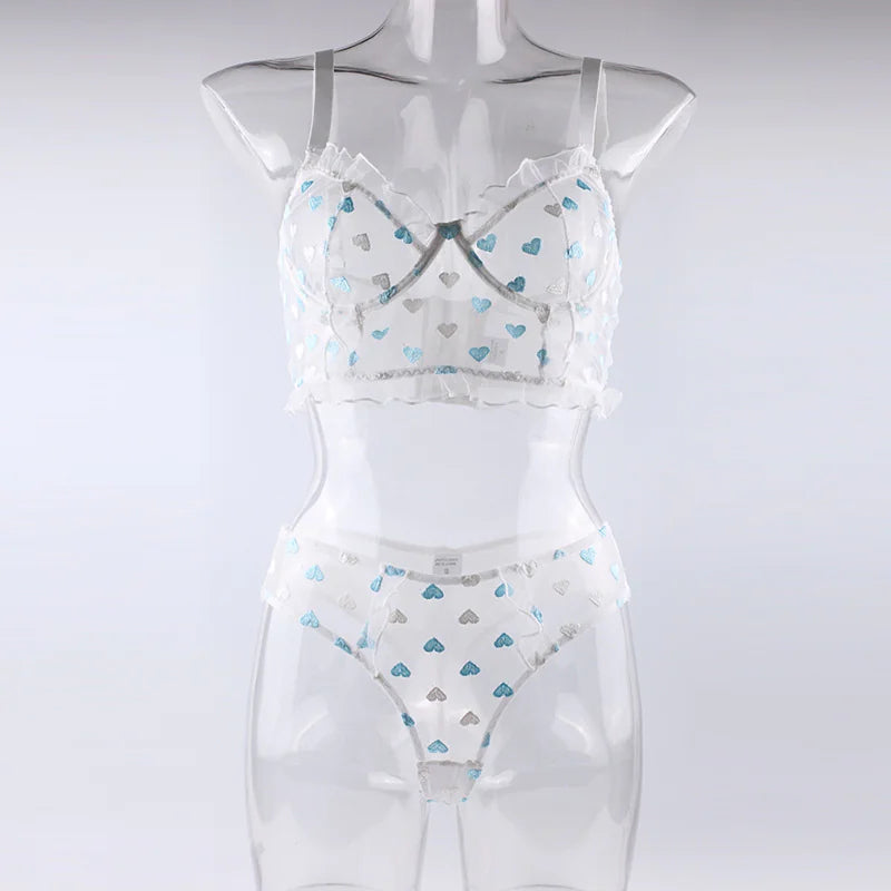 Heart Underwire Bra &amp; Panty Set
