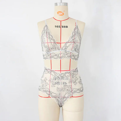 Plus Size Sheer Lingerie Set with Bra and Panties