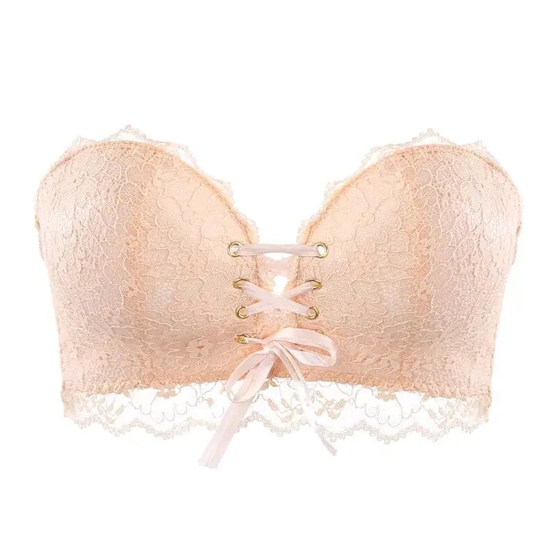 Women's Strapless Push-Up Bra Set with Invisible Design