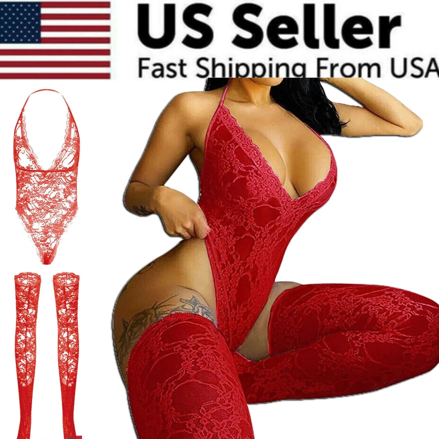Women Lace Sexy Lingerie Nightwear Babydoll Sleepwear Bodysuit Dress Plus Size