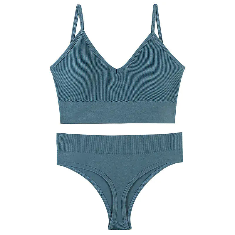 Women's Underwear Small Chest Push-up Thin Wireless Large Size Sports Sling Vest French Triangle Cup Bra Set