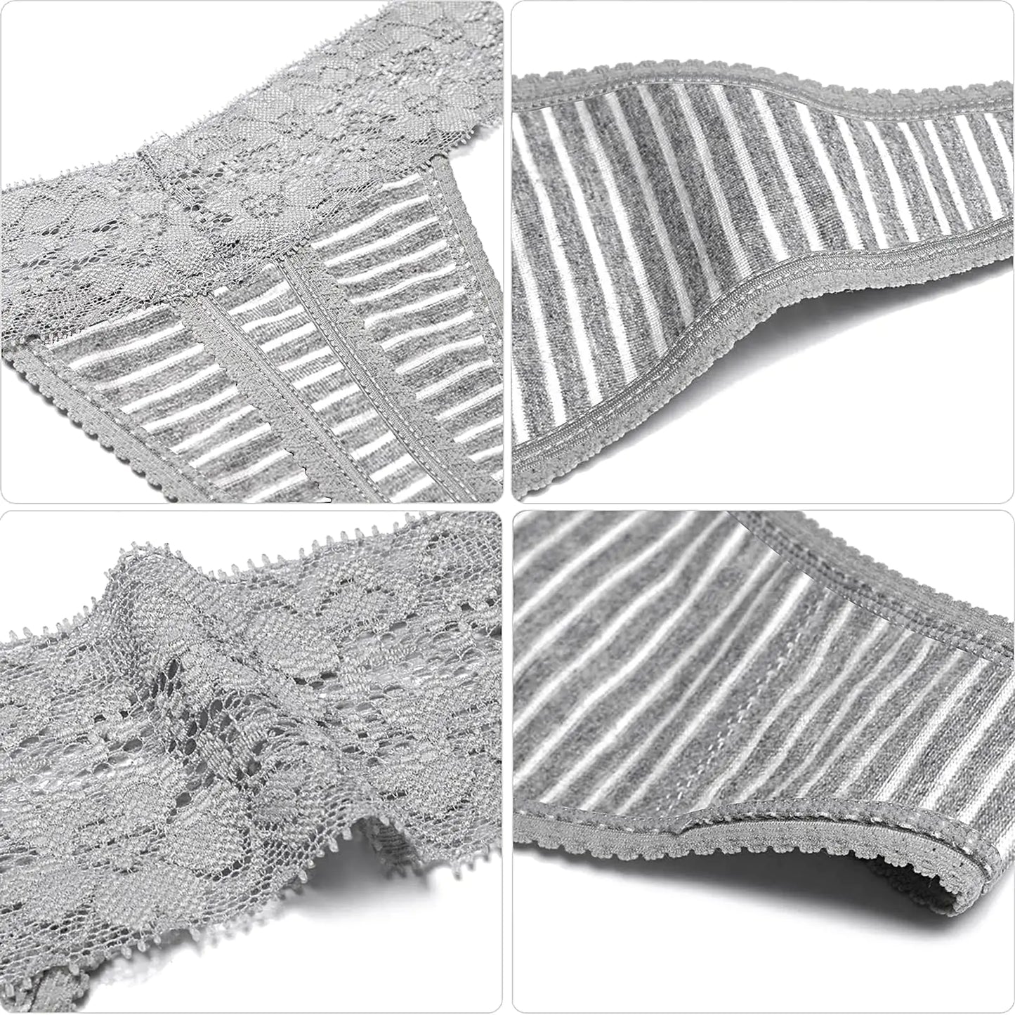 ANNYISON Women's Thongs, T Back Low Waist See Through Panties Cotton Seamless Lace Thongs for Women Medium Multicoloured G - 10 Pack