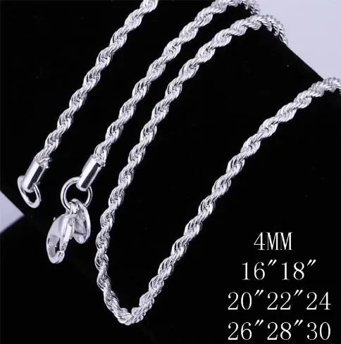 18K White Gold Plated Rope Chain