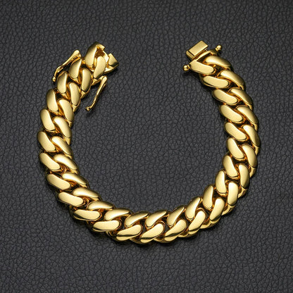 10mm-22mm wide Hip Hop Bling Gold Color Round Miami Curb Cuban Link Chain Bracelets for Men Rapper Jewelry Drop Shipping