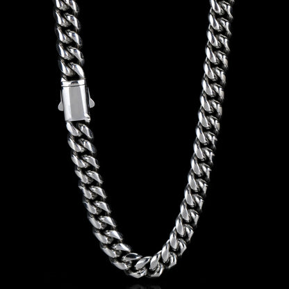 Hip Hop Stainless Steel Cuban Link Chain Necklace For Men Women Cuban Bracelet Jewelry Custom Logo On Front Back