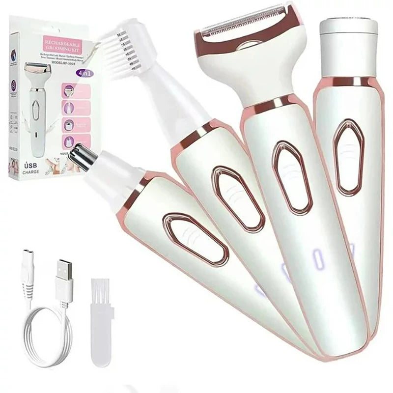 Electric Hair Removal Device Four in One Waterproof Razor Body Painless Hair Removal Device USB Charging Low Noise Beauty Tool