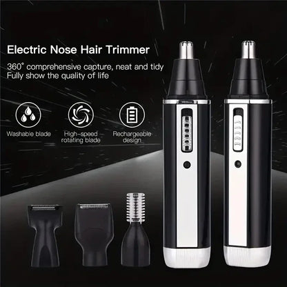 1PC-Multi Functional Beauty Alecoy Four in One Electric Nose Hair Trimmer, Perfect Solution for Sideburns Shaving, MEN&