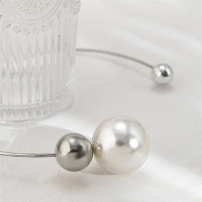 Elegant Goth Big White Imitation Pearl Choker Necklace for Women Ball Pendant Clavicle Chain Wedding Jewelry Collares 2022 New