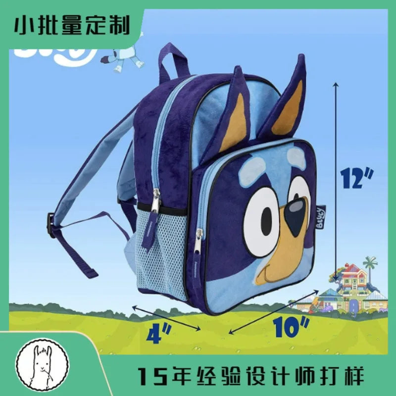 Bluey Dog Backpack Blue Purple Plush Simple Oxford Cloth Schoolbag Pocket Education Bingo Dog Schoolbag Children Christmas Gift