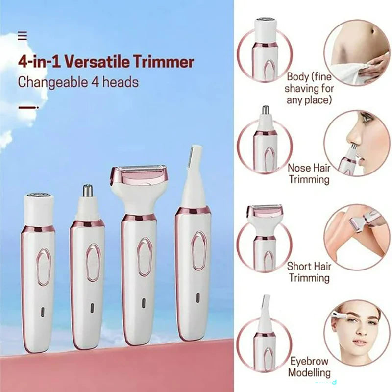 Electric Hair Removal Device Four in One Waterproof Razor Body Painless Hair Removal Device USB Charging Low Noise Beauty Tool