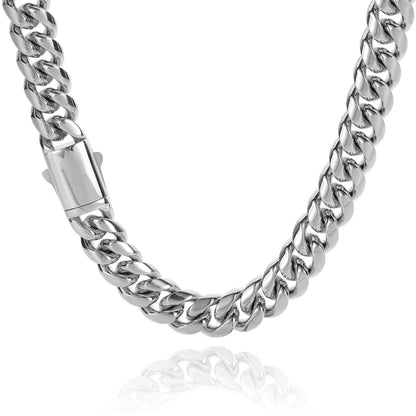 Hip Hop Stainless Steel Cuban Link Chain Necklace For Men Women Cuban Bracelet Jewelry Custom Logo On Front Back