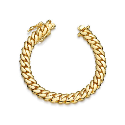 10mm-22mm wide Hip Hop Bling Gold Color Round Miami Curb Cuban Link Chain Bracelets for Men Rapper Jewelry Drop Shipping