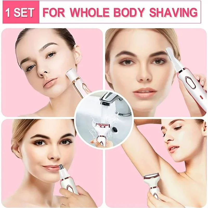 Electric Hair Removal Device Four in One Waterproof Razor Body Painless Hair Removal Device USB Charging Low Noise Beauty Tool